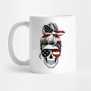 Womens American Lady Skull USA Flag Mug